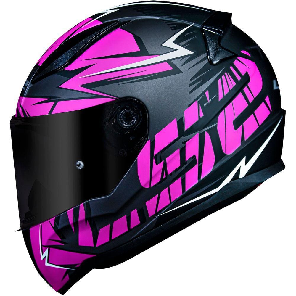 Capacete Ls2 FF353 Cromo Rosa Preto Fosco
