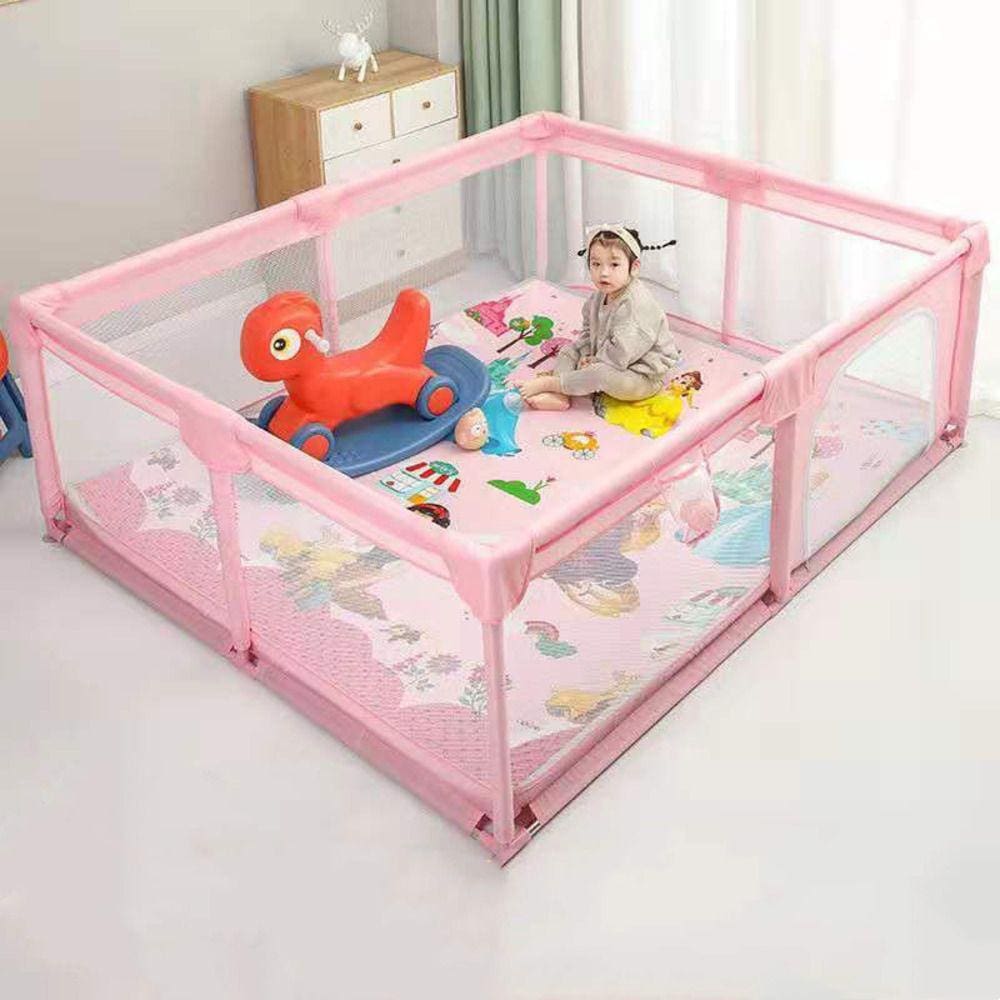 Cercado Cercadinho Playpen Portátil Dobrável Rosa 150x180cm