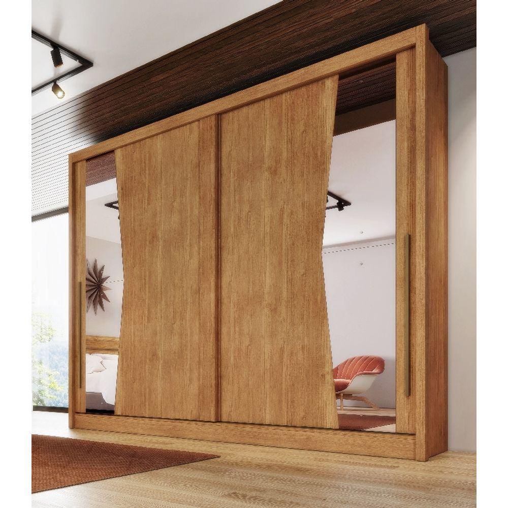 Guarda-Roupa 2 Portas De Correr 6Gav C/Esp Geom Plus - Cumaru - Novo Horizonte
