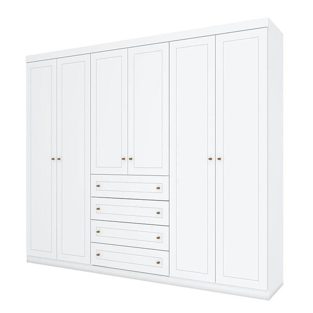 Guarda Roupa Casal Americano 6 Portas Branco HP - Henn