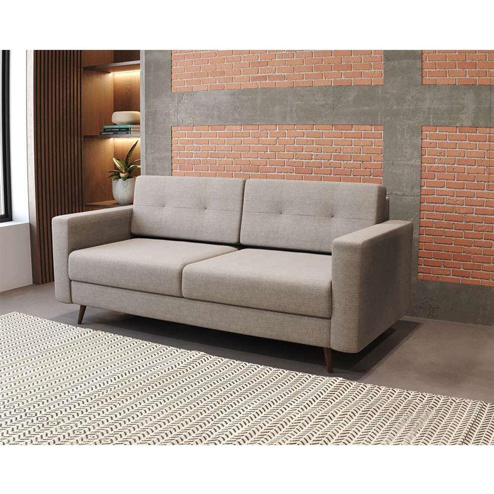 Sofá 2 lugares pé palito living linho cotton cru
