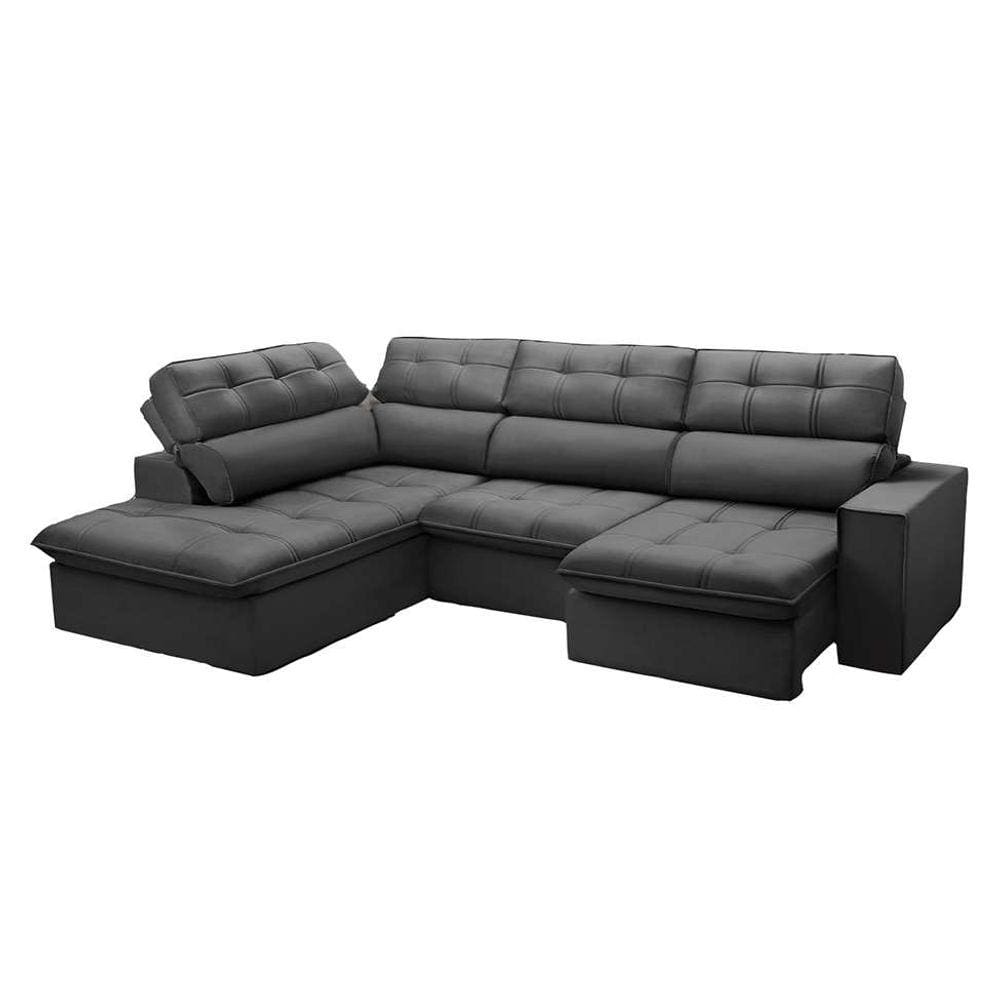 Sofá 4 lugares retrátil e reclinável arezzo com chaise esquerdo veludo