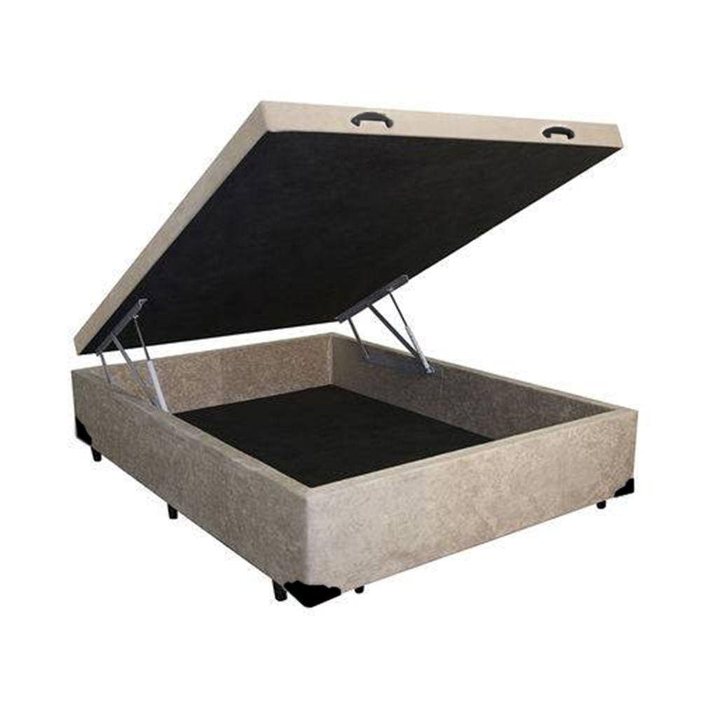 Cama Box Cama Baú Casal Bege Premium Suede 138x188x41