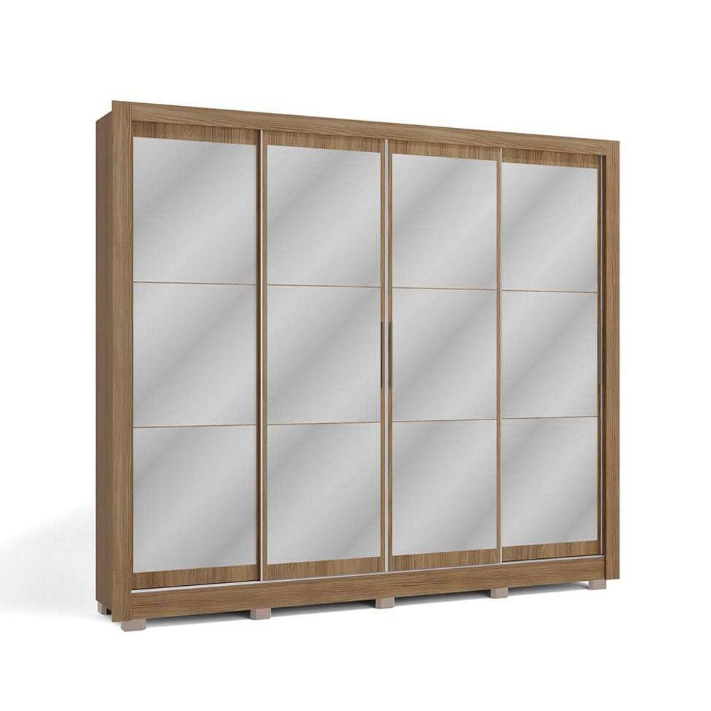 Guarda-roupa casal com 4 espelhos rye 4 pt 4 gv nogueira