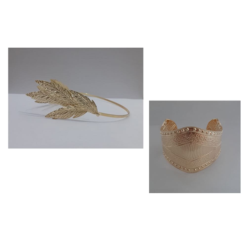 Fantasia Grega 1 Tiara de Louro e 1 Braceletes Feminino