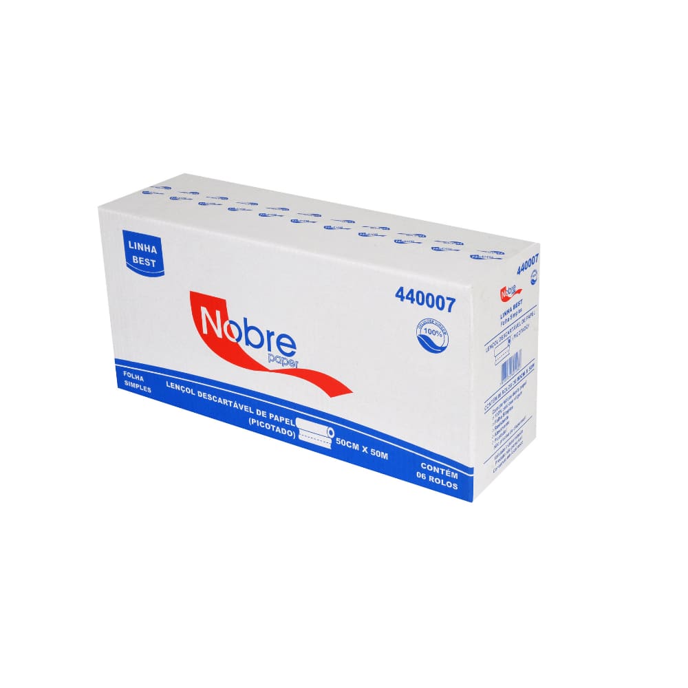 Lençol Hospitalar 100% celulose picotado Nobre 6 rolos 50x50