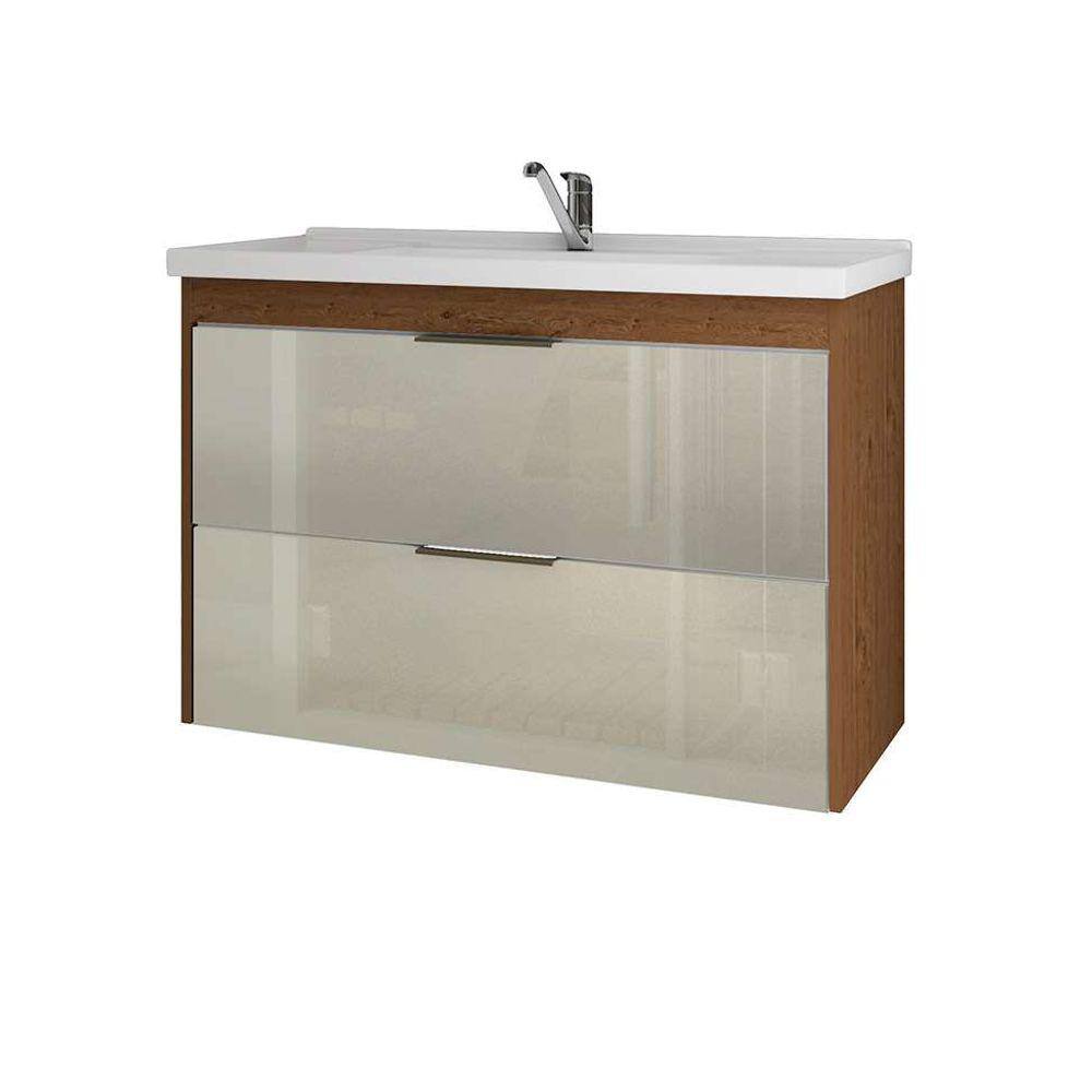 Gabinete de banheiro lavanda 1 pt 1 gv amêndoa e off white 79 cm
