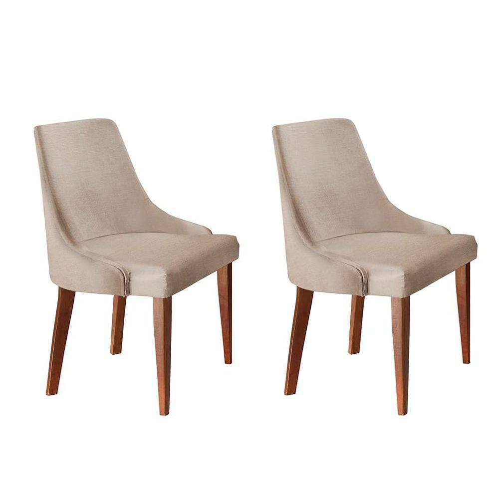 Conjunto com 2 cadeiras de jantar esmeralda i imbuia e off white