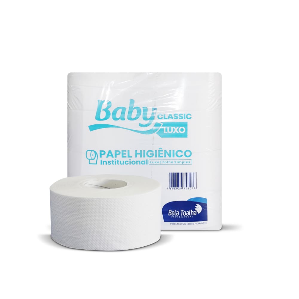 Papel Higiênico Rolão Luxo F. simples Baby  8 rolos de 300m