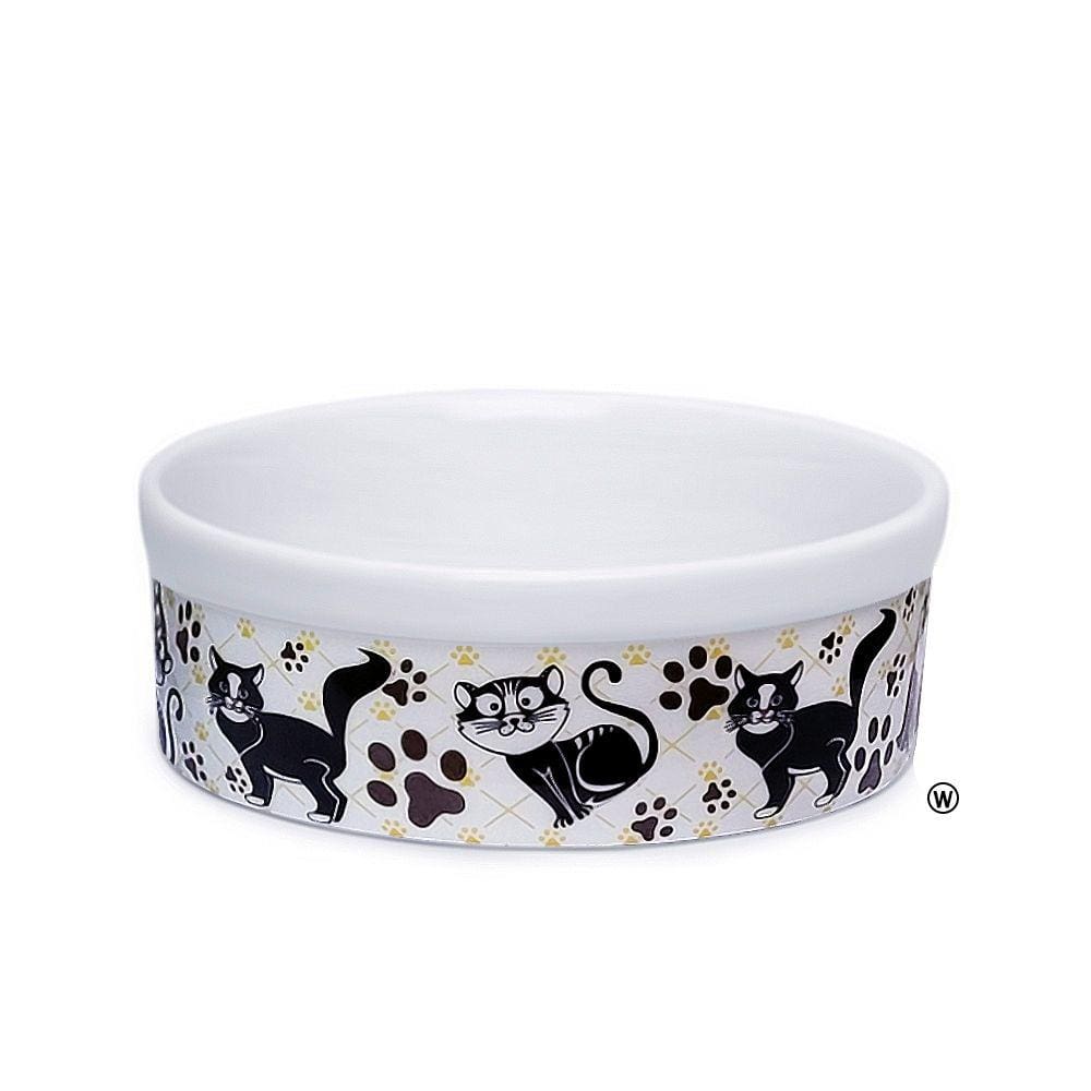 Comedouro Bebedouro de Porcelana 600ml Patinhas Gato