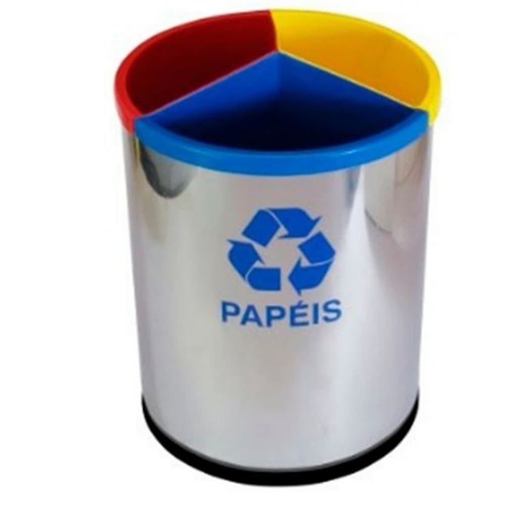 Lixeira Mix Em Aço Inox Com 3 Divisões