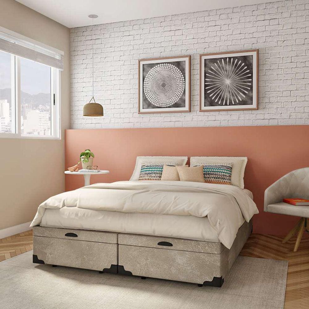 base para cama box queen k com baú suede (45x158x198) bege