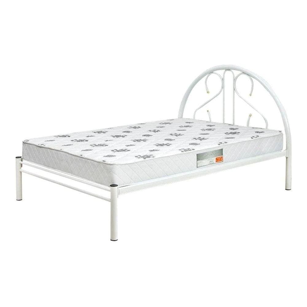 Cama Casal de Ferro Tubular Branca E Estrado Em Pinus Marcheli 022