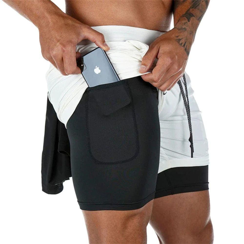 Shorts Corrida Masculino Bolso Celular Bermuda Compressão