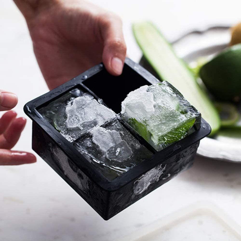 Forma Gelo em Cubo Grande 4 Cavidades Drinks Whisky c/Tampa