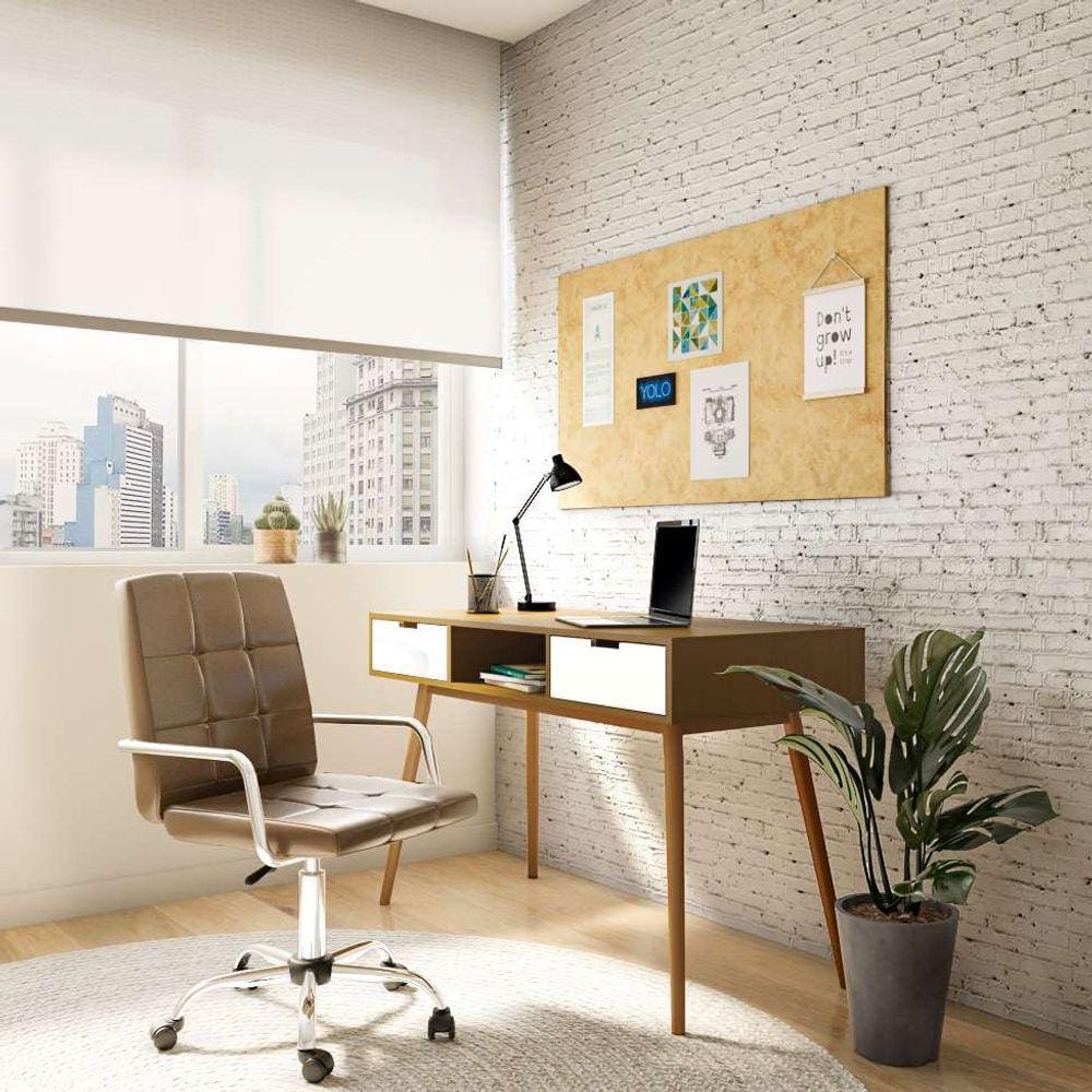 cadeira de escritório secretária giratória ian marrom