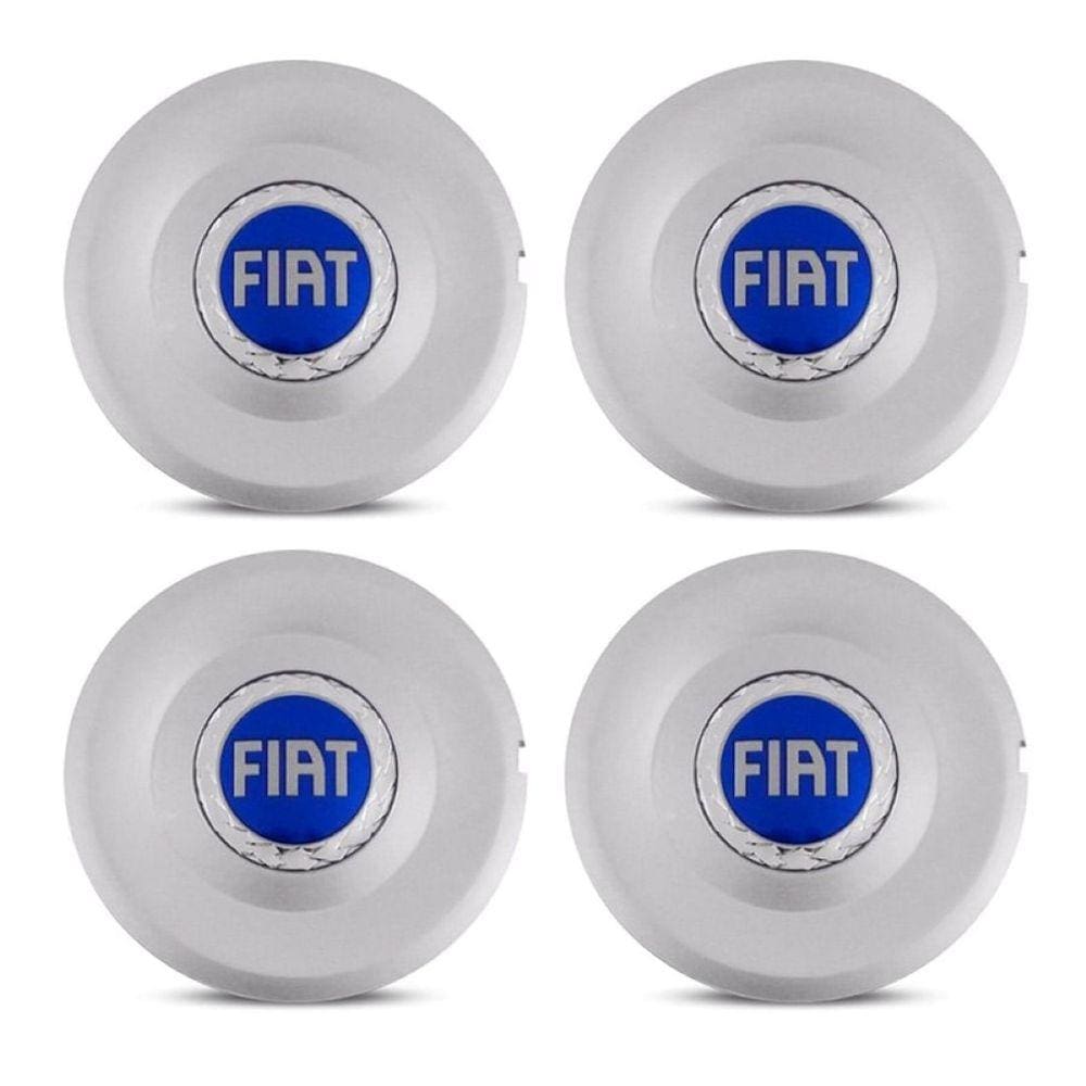 Jogo 4 Calota Centro Roda Fiat Azul Stilo Connect 16v Idea 15