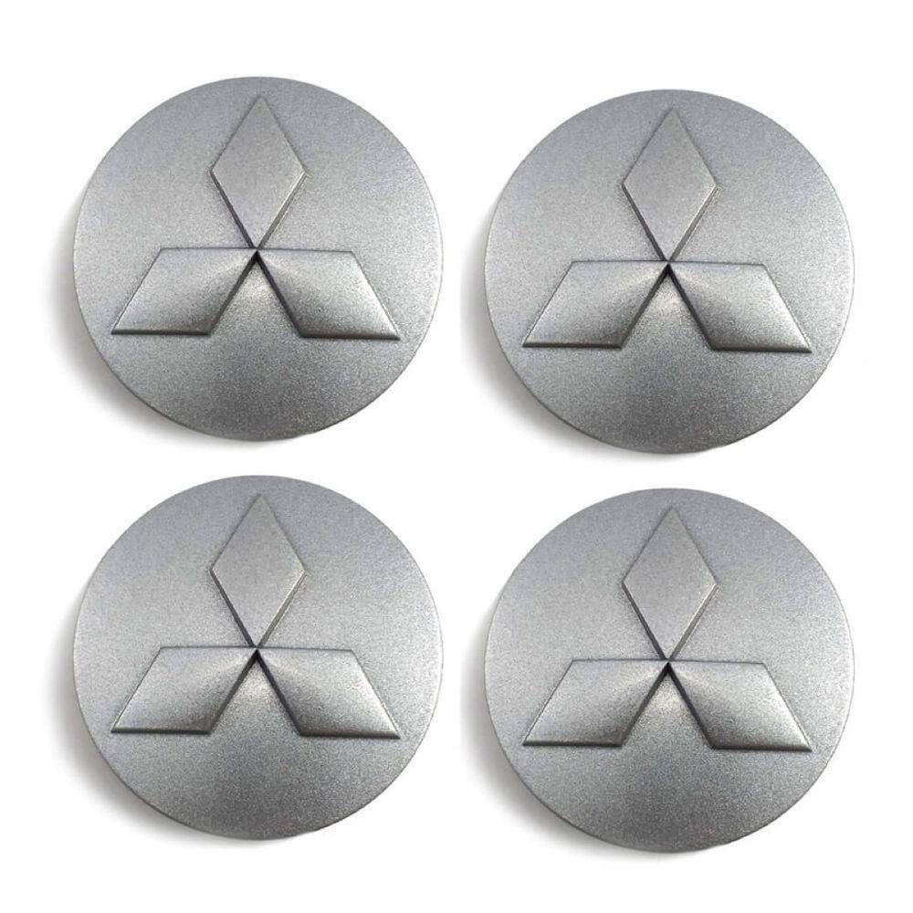 Jogo 4 Calota Centro Roda Mitsubishi Outlander Prata Alto Relevo