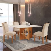 Conjunto Sala de Jantar Mesa Criare com 4 Cadeiras Venus Viero