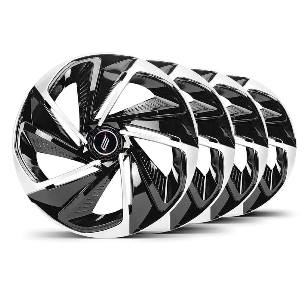 Jogo Calota Nitro Aro 14 Preta / Prata Emblema Prata Civic até 2004