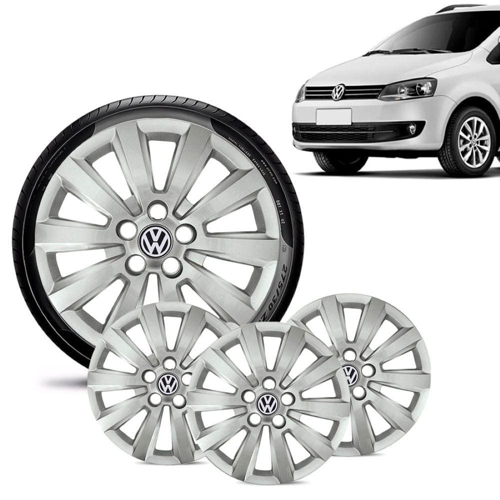 Jogo 4 Calota Volkswagen Vw Fox Aro 15 Prata