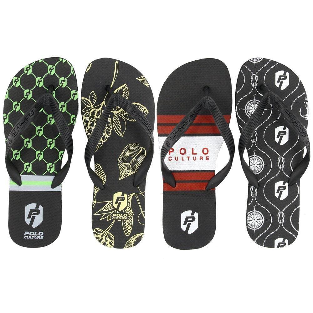 Kit 4 Chinelos Masculino Polo Culture Macio Leve Estampado