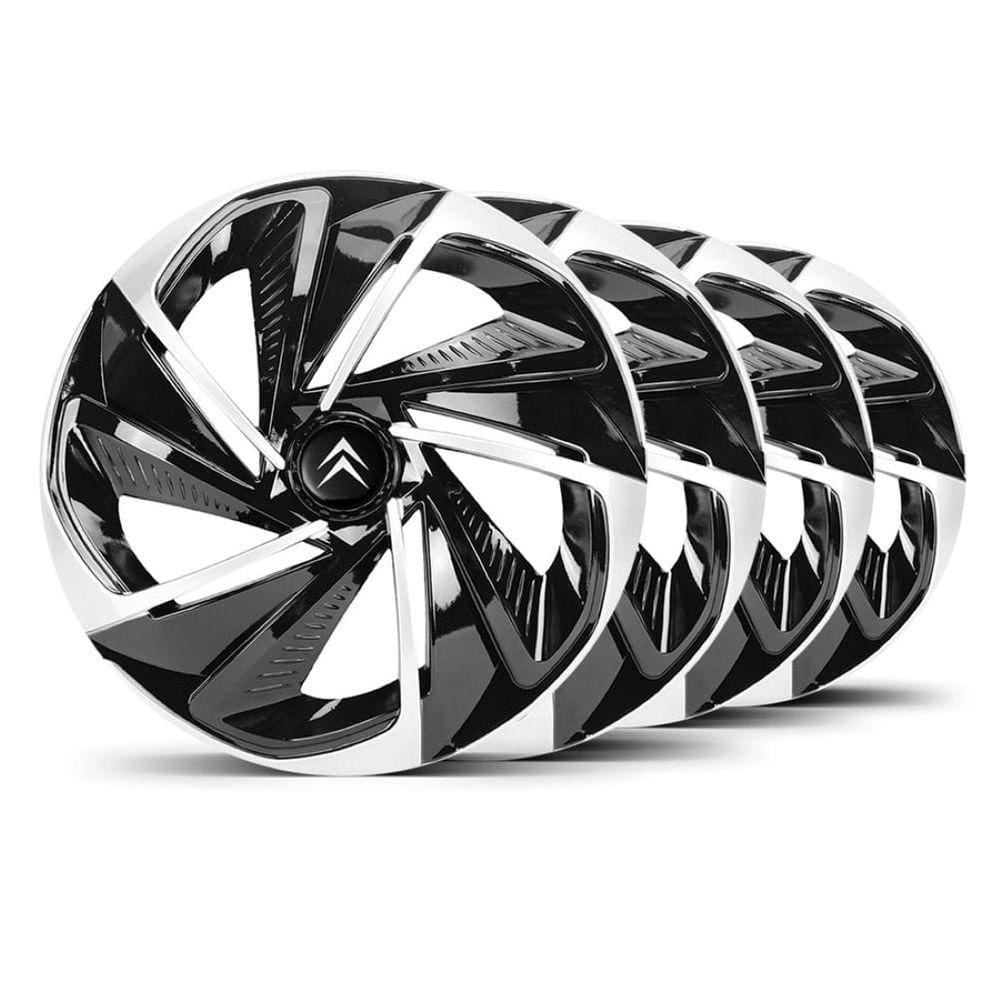 Jogo Calota Nitro Aro 14 Preta / Prata Emblema Preto Citroen Xantia