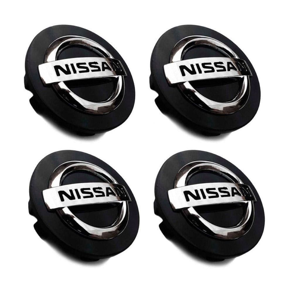 Jogo 4 Calota Centro Roda Nissan Tiida Preta Cromo