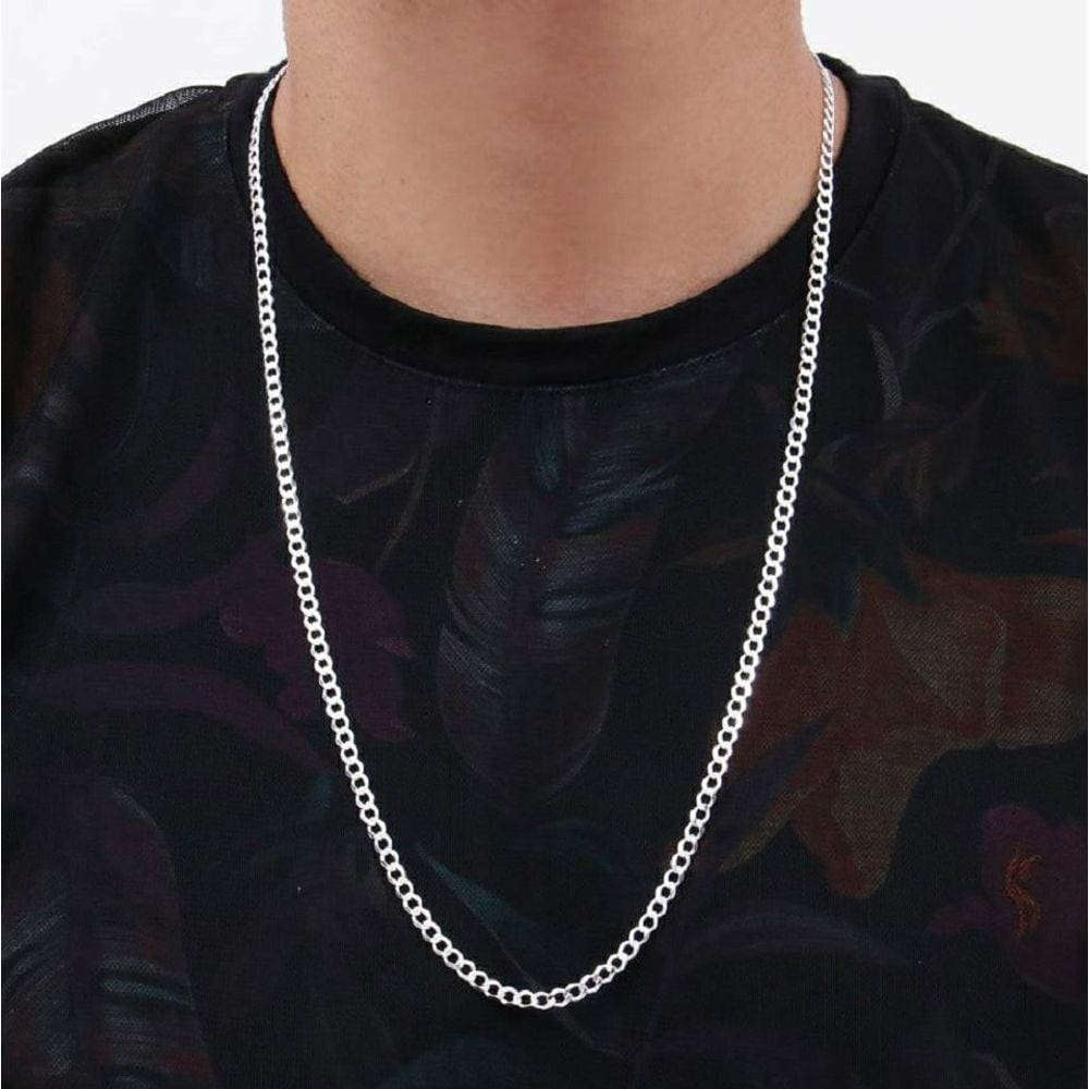 Corrente masculina groumet prata maciça 925 70 cm luxo
