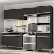 Cozinha Compacta 4 peças com Armário e Balcão MP3749 Veneza GB Multimóveis Preta