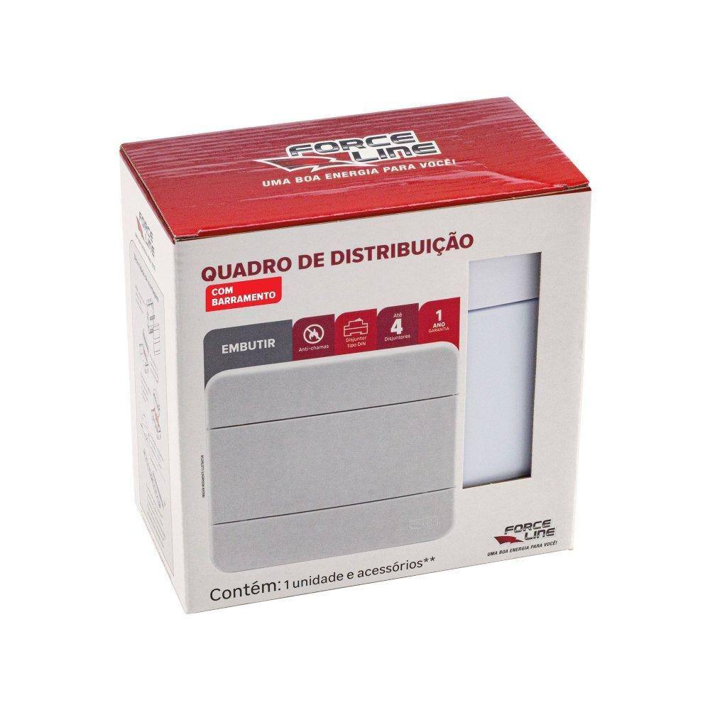 Quadro de Distribuição C/Barramento 4 Disj Embutir Forceline