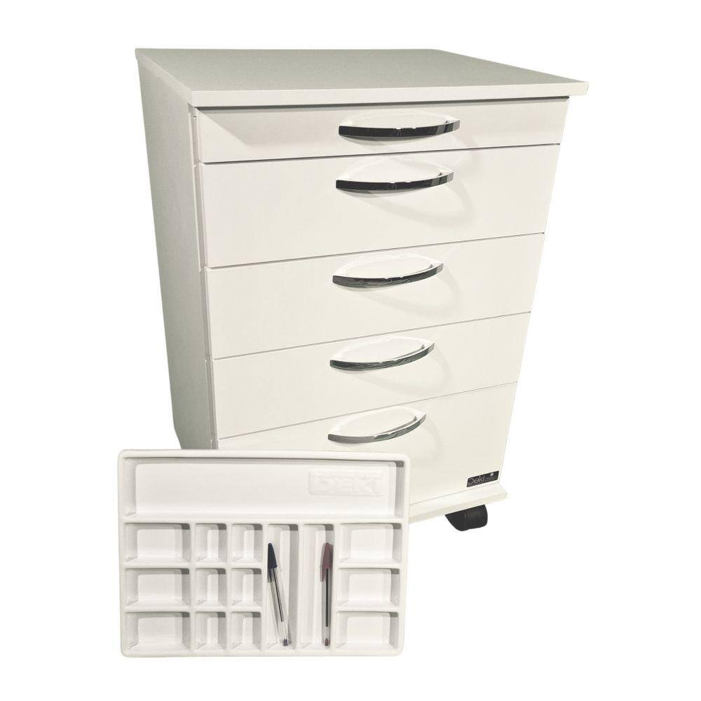 Gaveteiro Hospitalar Com Rodízios E 4 Gavetas - Mdf Branco