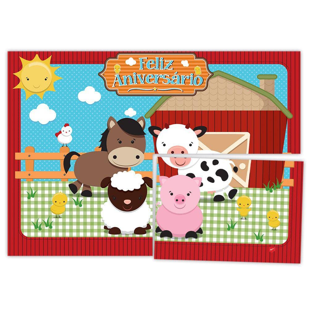 Painel Decorativo Fazendinha - 1,26m x 88cm - 4 Partes