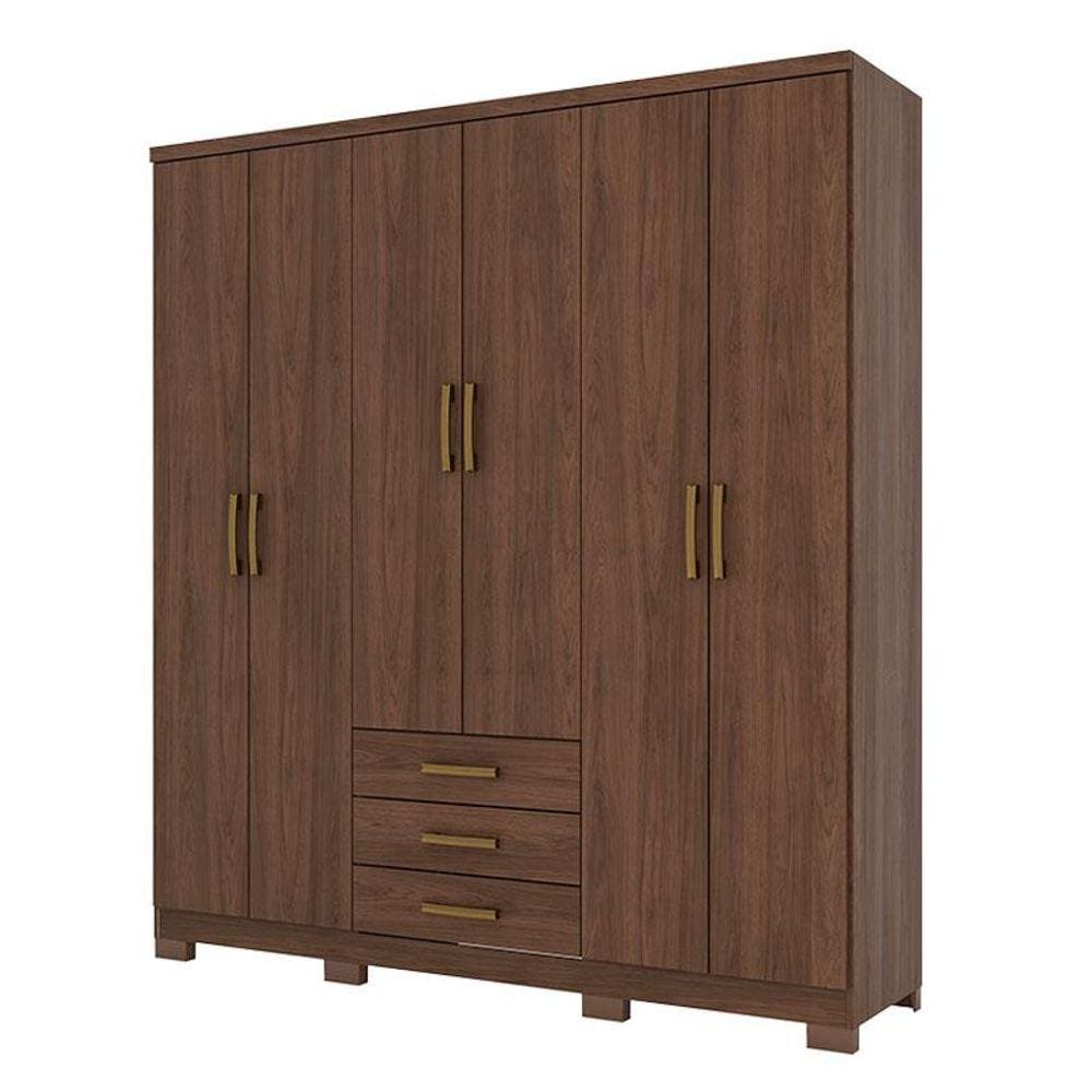 Guarda Roupa Casal City 6 Portas Castanho - Henn