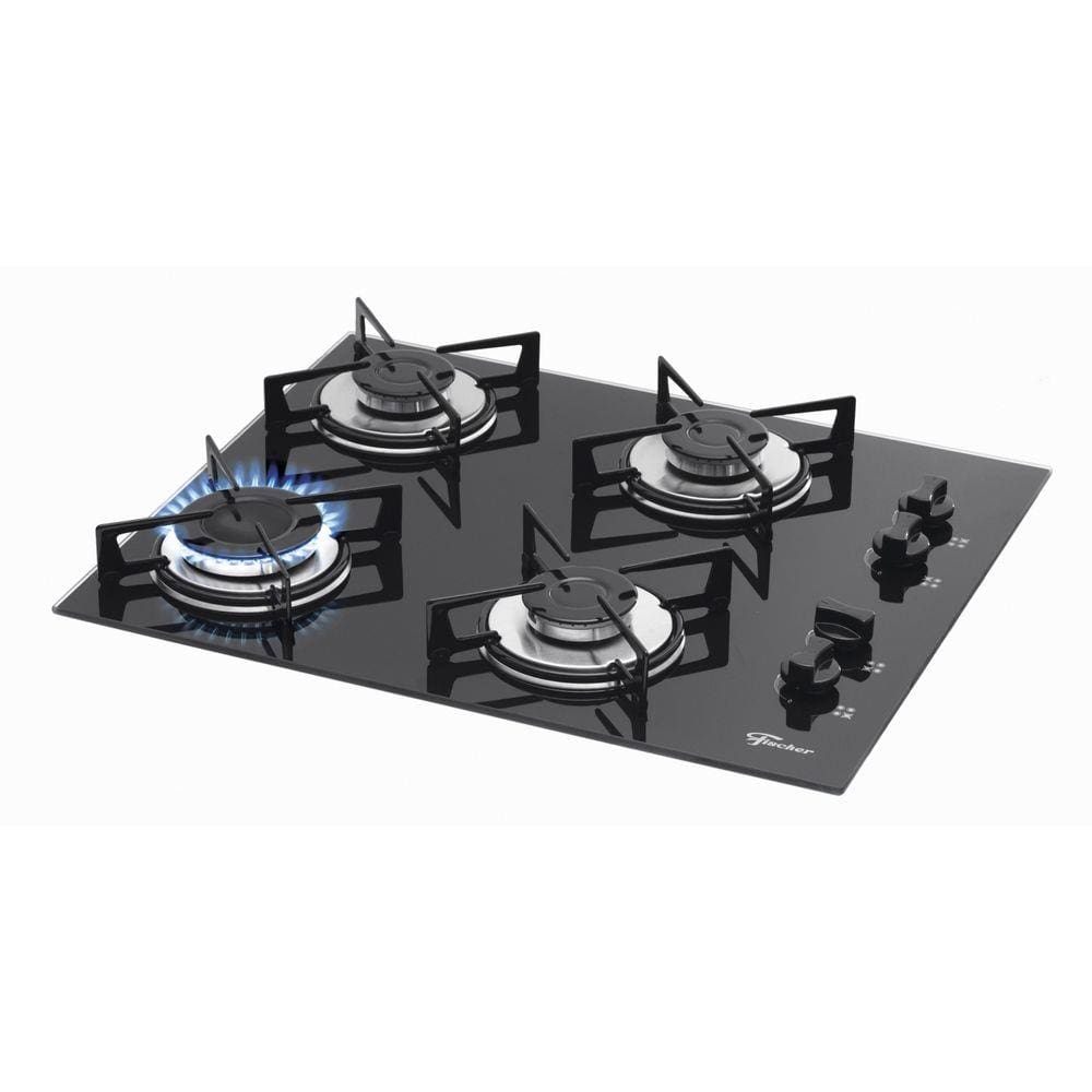 Cooktop Gás Mesa Vidro Fischer 4 Bocas Preto