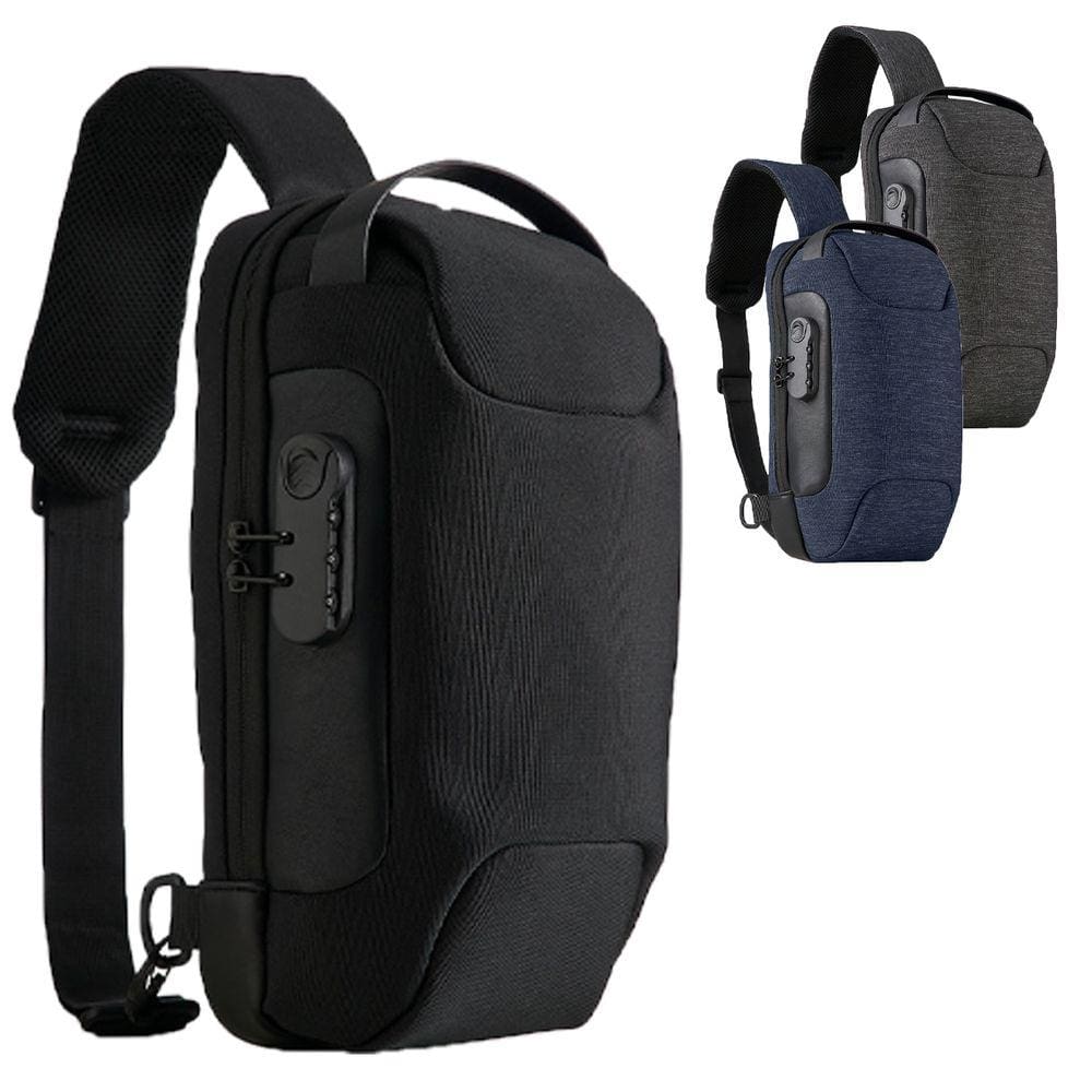 Mochila Anti Furto Com Entrada Usb Transversal Ombro