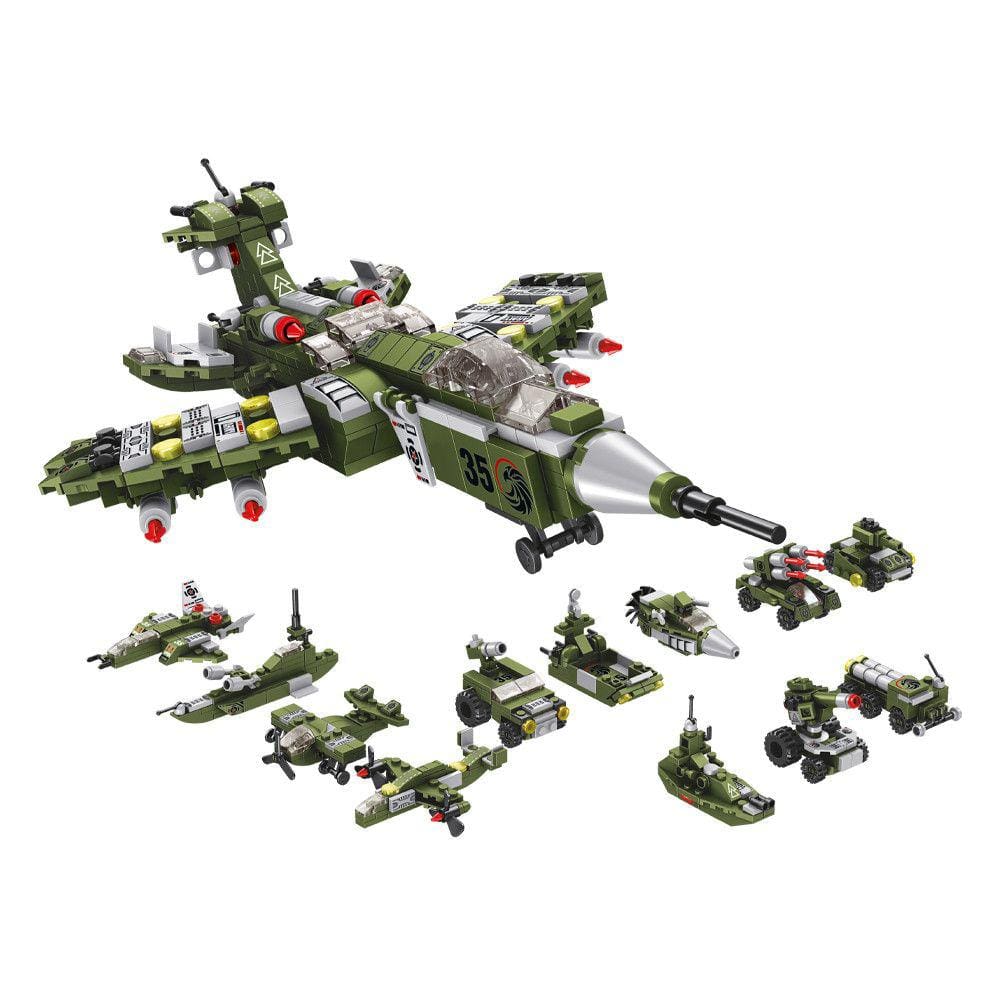Blocos de Montar Cubic 25 em 1 Avião de Combate 576 Peças Multikids - BR1620
