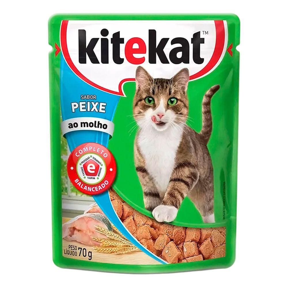 Ração Úmida para Gatos KiteKat Adulto Sabor Peixe ao Molho em Sachê 70g