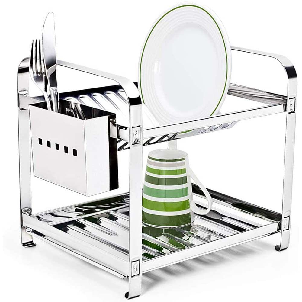 Escorredor de Louça 12 Pratos Aço Inox MakInox Porta Talher Inox