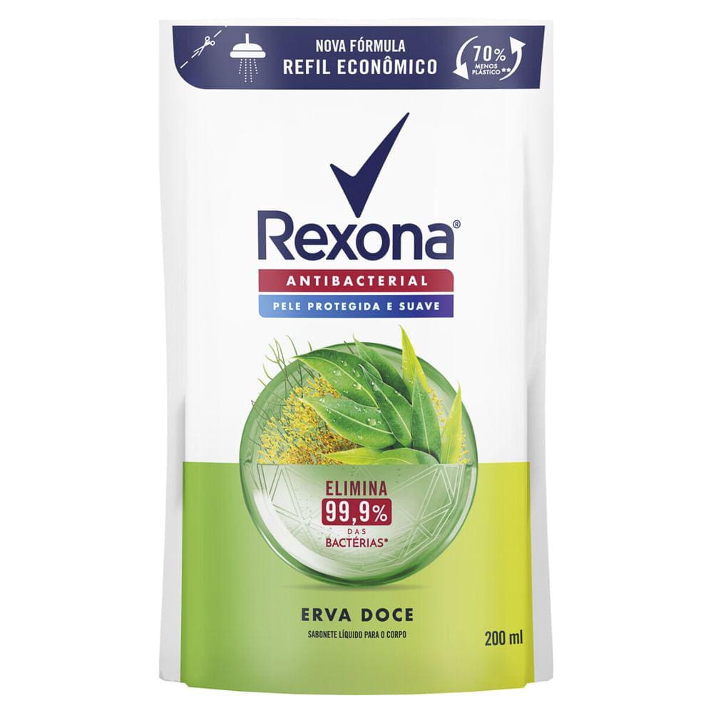 Sabonete Líquido Rexona Antibacterial Erva-Doce Refil 200ml