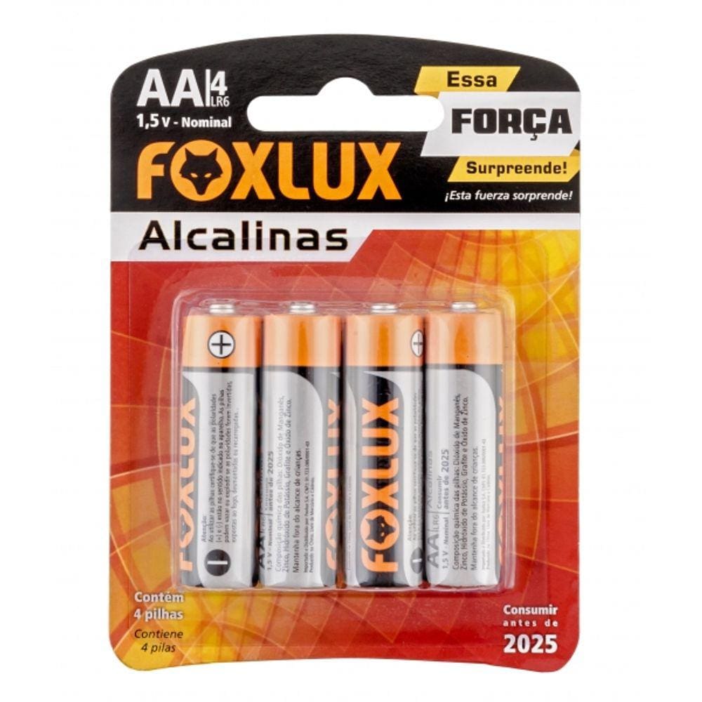 PILHA ALCALINA PEQUENA AA com4 PCS FOXLUX