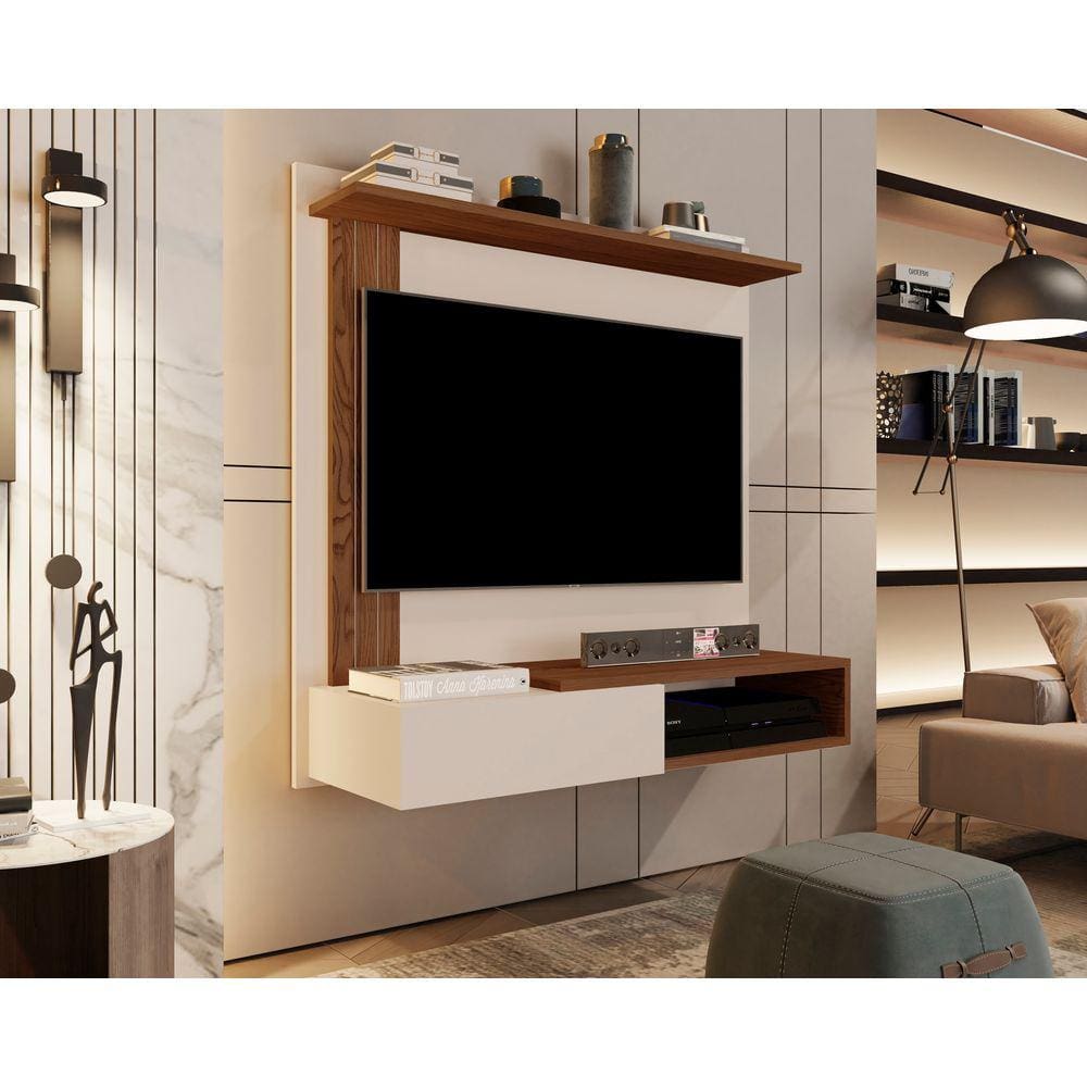 Painel TV Dallas até 32 Polegadas Off White / Freijó - JM Casa dos Moveis