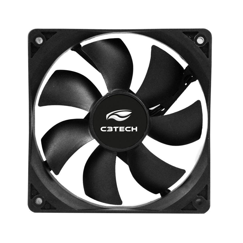 Cooler 120mm Para Gabinete 3 Pinos + Molex 4 Pinos Macho x Fêmea C3tech F7-100BK Storm 12cm Preto