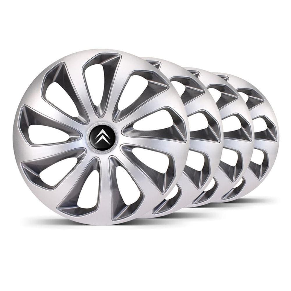 Jogo Calota Velox Aro 14 Prata / Grafite Emblema Preto Citroen C5