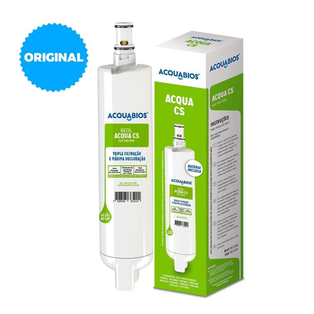 Refil Purificador de Água Acquabios Acqua CS Compatibilidade Consul