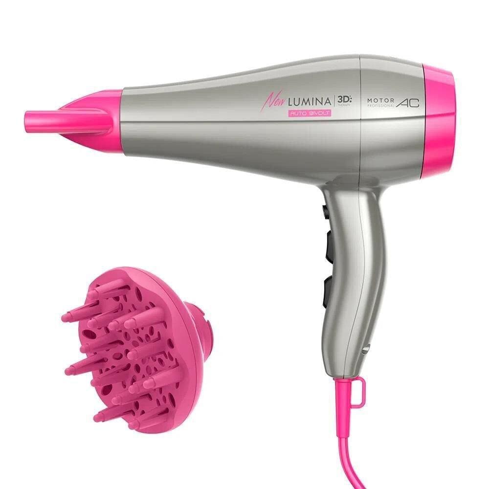 Secador de Cabelo GA.MA Italy New Lumina 3D Cinza e Rosa 2428 Bivolt
