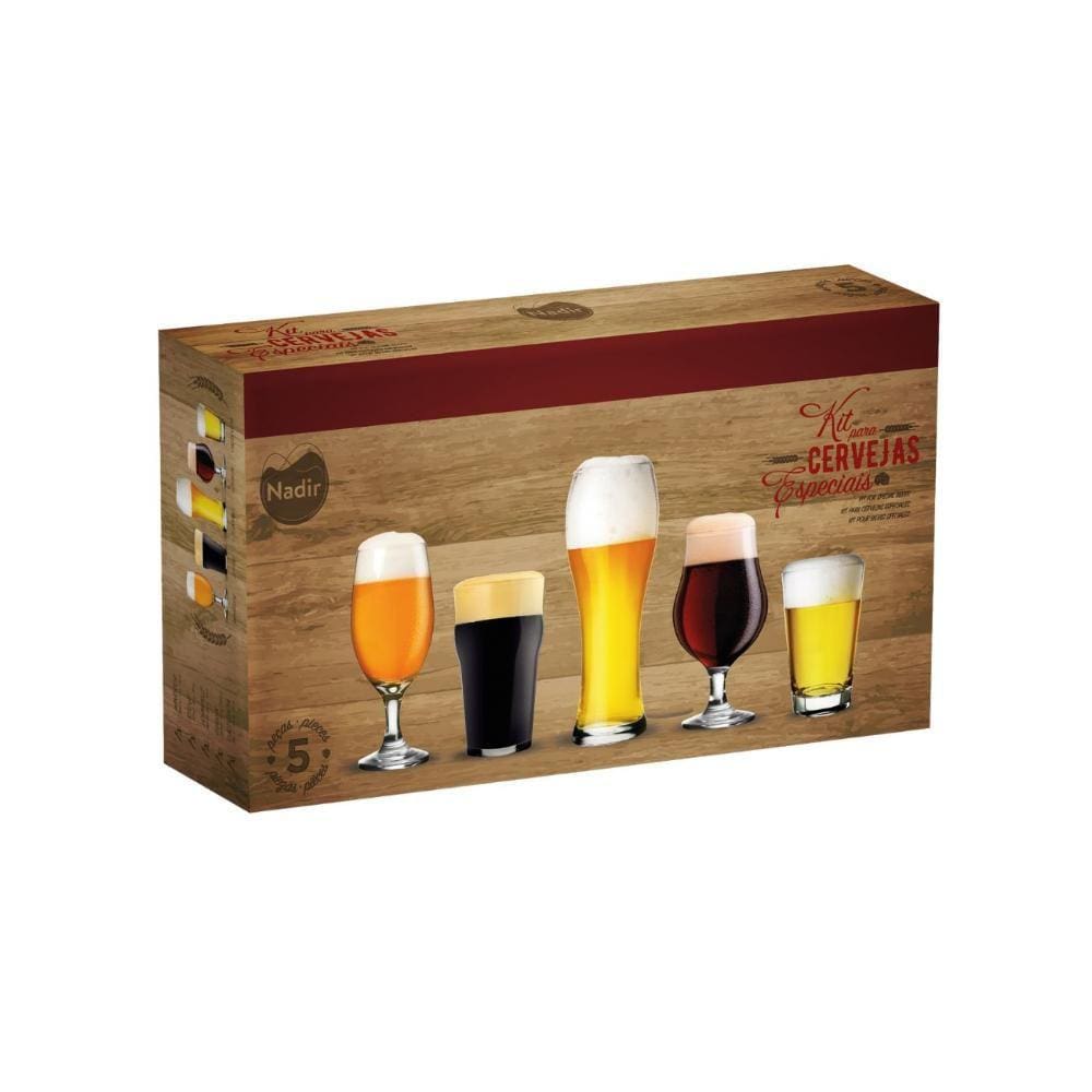 Jogo Copos Taças Vidro Cerveja Chopp Chope Kit 5 pçs