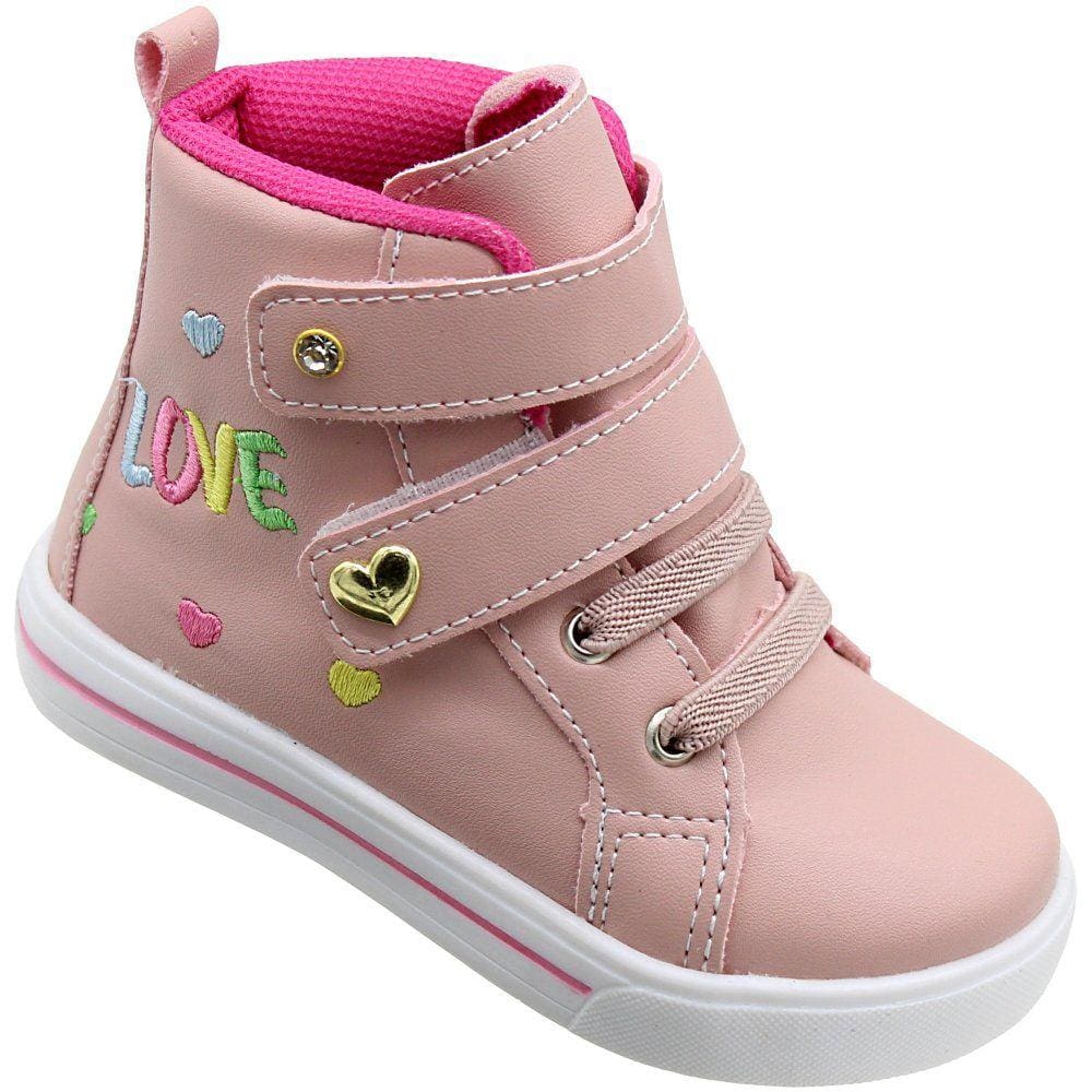 Tênis Casual Infantil Tokpé Cano Médio Corações Feminino