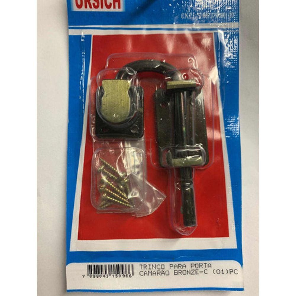 Trinco Fecho Para Porta Camarão Bronze 1 Peça Com Parafuso