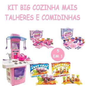 Kit Cozinha Infantil Fogão Jogo de Panela Comida Prato 20pç